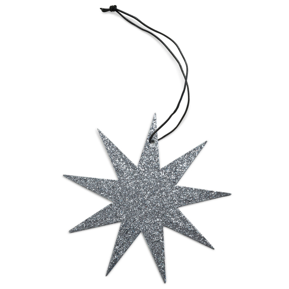 9 point grey star glitter ornament nordstjerne