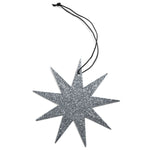 9 point grey star glitter ornament nordstjerne