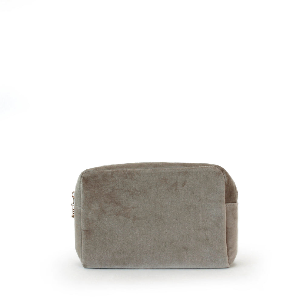 velvet small pouch, nude grey
