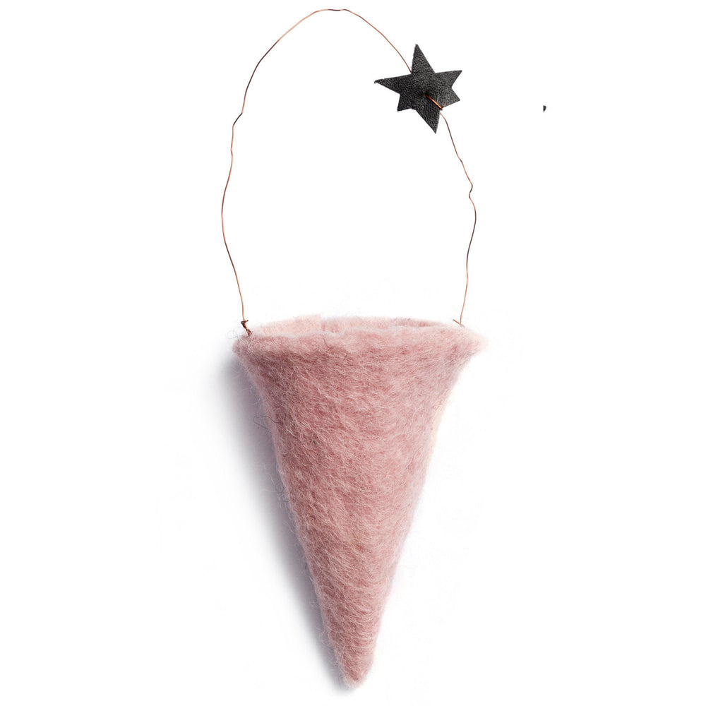 felt cone, dusty rose