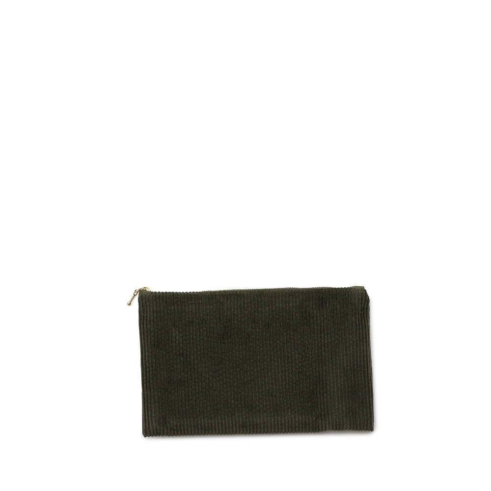 corduroy clutch, green tea