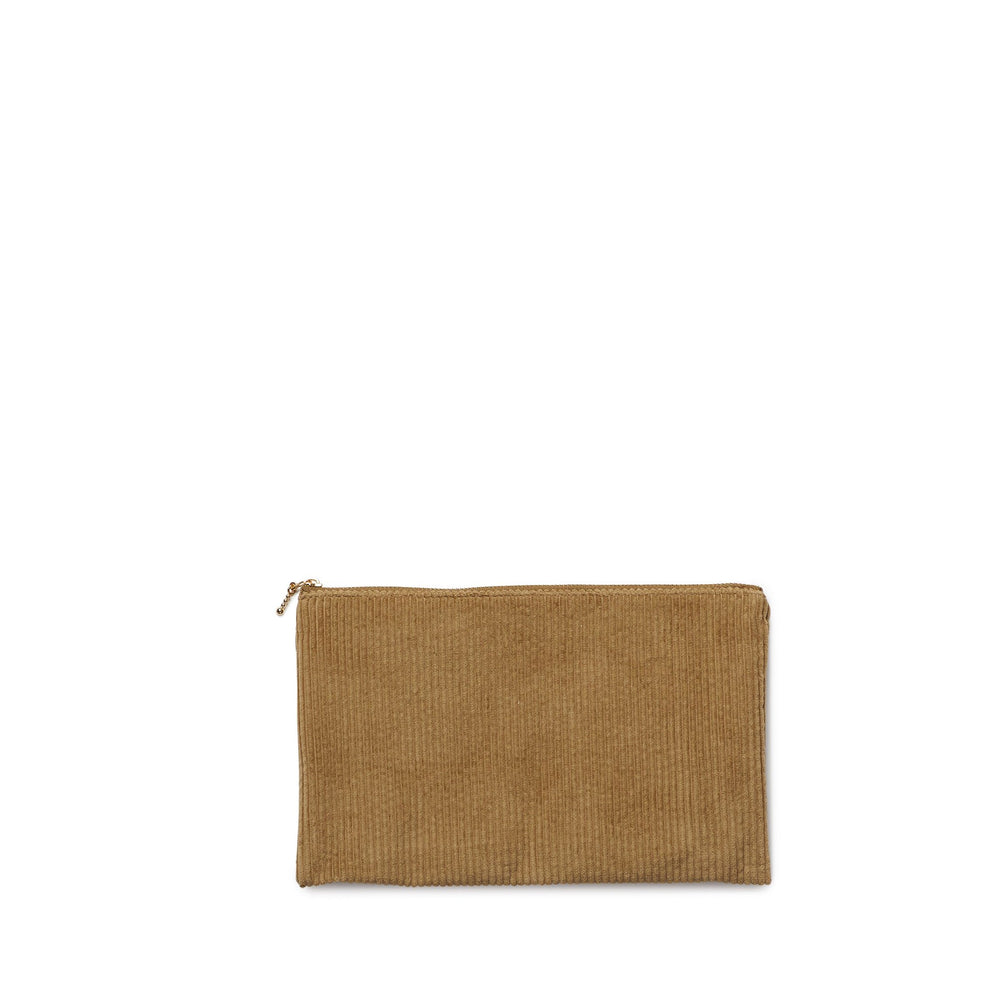 corduroy clutch, desert sand