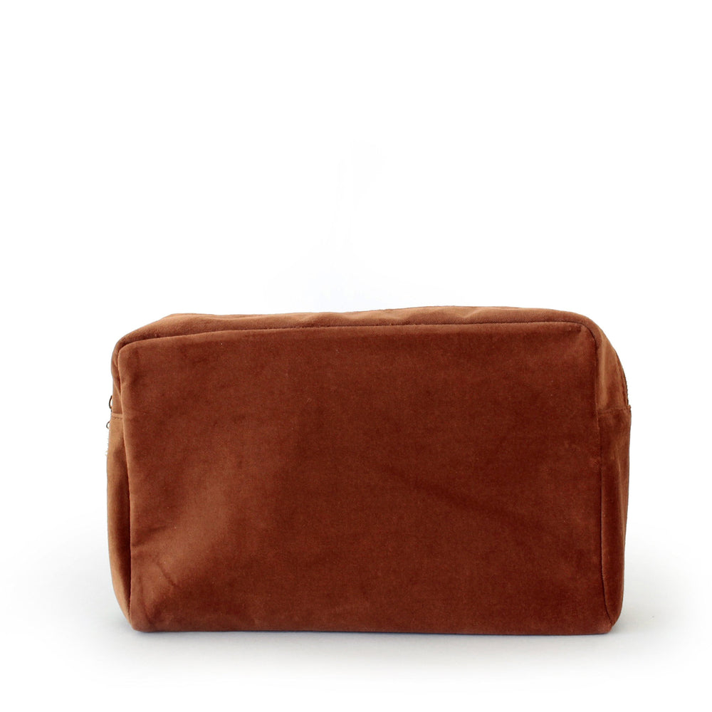 velvet large pouch, caramel