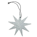 9 point silver star glitter ornament nordstjerne