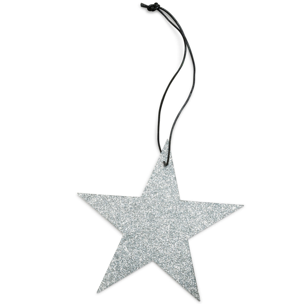 5 point silver star glitter ornament nordstjerne