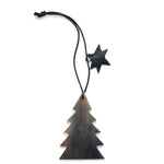 juletræ i horn med sort lædersnøre - horn christmas tree ornament nordstjerne