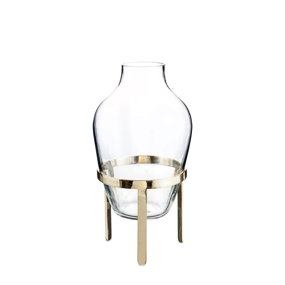 small glas vase with brass stand nordstjerne