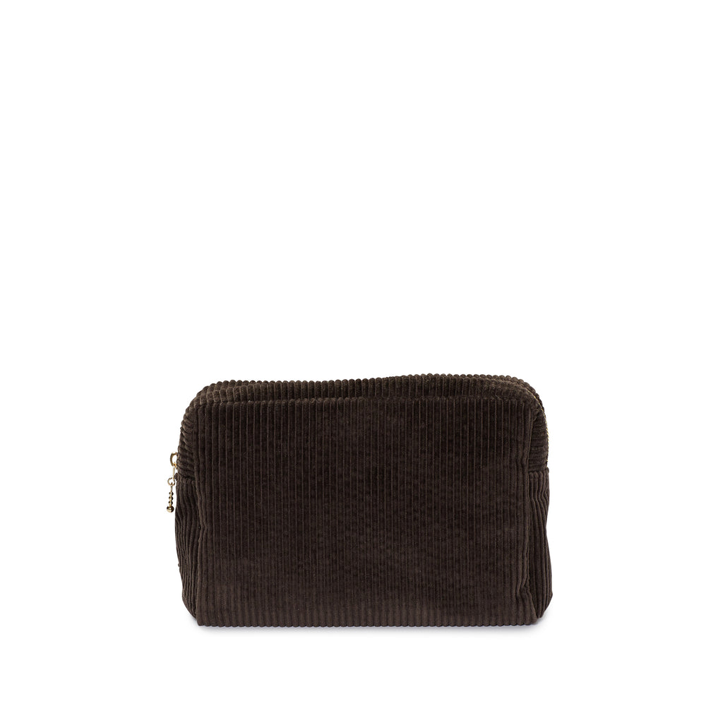 corduroy small pouch, chocolate