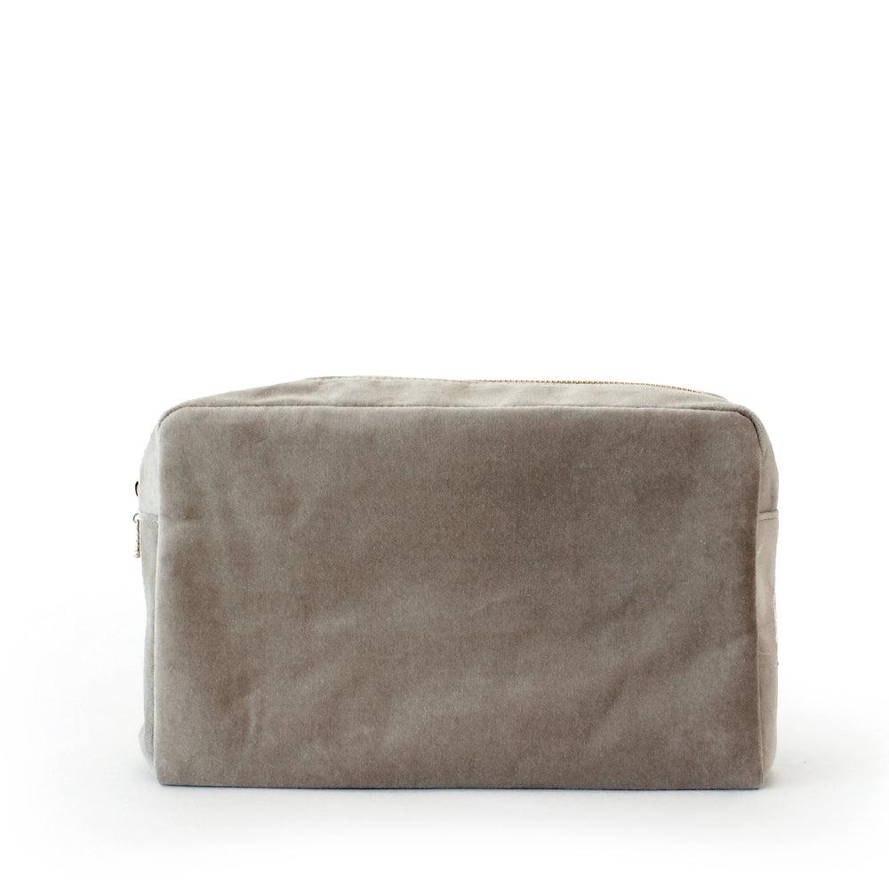 velvet large pouch, nude grey